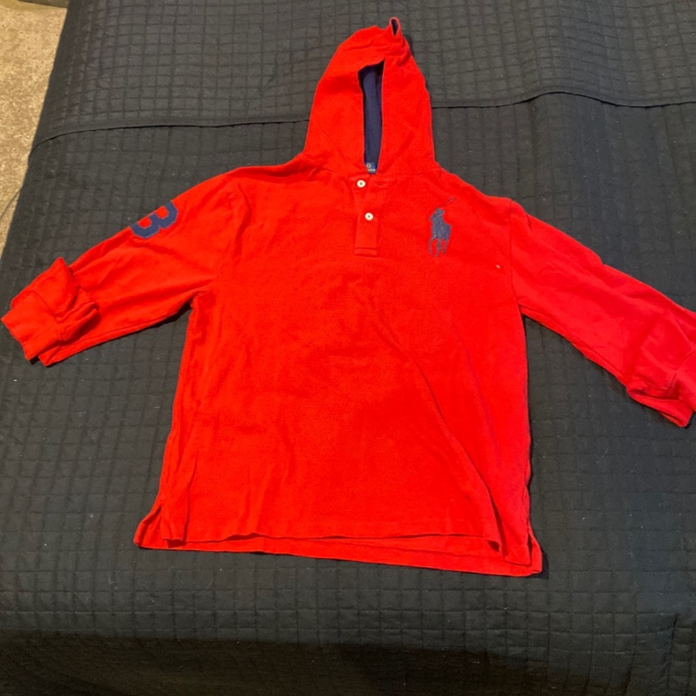 Polo Hooded Long sleeve Shirt. Boys XL